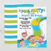 Pool Waterslide Birthday Party Kaart (Voorkant / Achterkant)