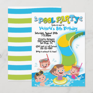 Pool Waterslide Birthday Party Kaart