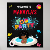 Pool welkomstfeest bord Meisjesspetter zwemmen Poster (Voorkant)