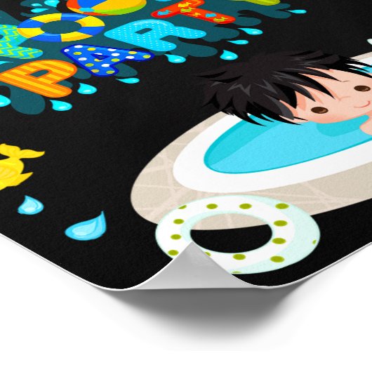 Pool-welkomstfeest Boy waterslide poolpartij Poster (Hoek)