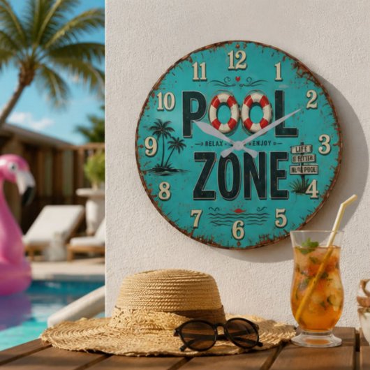 Pool Zone Vintage Poolside Grote Klok