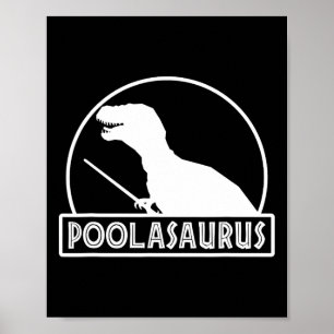 Poolasaurus Biljart Speler Dinosaur Snooker Acht Poster