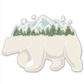 Poolbeer Berg Bos Natuur Sneeuw Sticker (Voorkant)