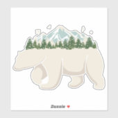 Poolbeer Berg Bos Natuur Sneeuw Sticker (Vel)