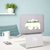 Poolbeer Berg Bos Natuur Sneeuw Sticker (Laptop op bureau)
