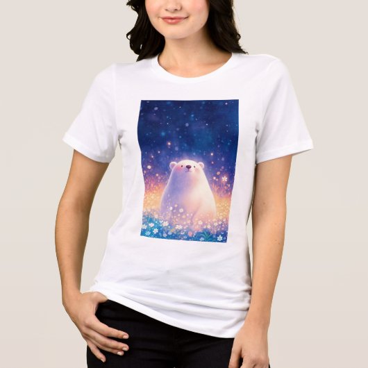 Poolbeer Bloemenwereld Tri-Blend Shirt (Voorkant)