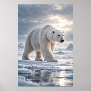 Poolbeer die over het Arctische ijs loopt Wildlife Poster