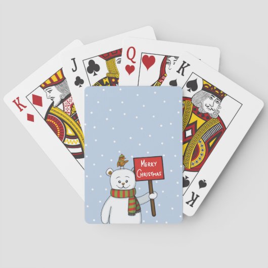 Poolbeer en roodborstje kerstgroet pokerkaarten (Achterkant)