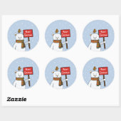 Poolbeer en roodborstje kerstgroet ronde sticker (Vel)