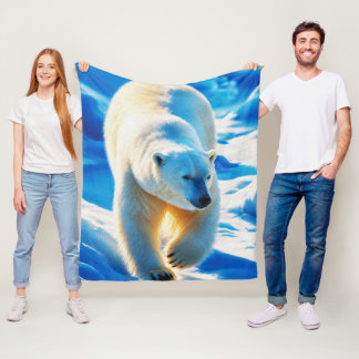 Poolbeer in Gouden Licht – Arctisch Wilde Dieren P Fleece Deken
