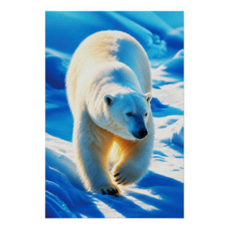 Poolbeer in Gouden Licht – Arctisch Wilde Dieren P Perfect Poster