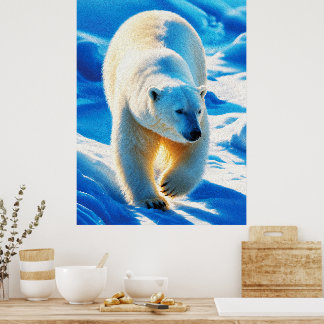 Poolbeer in Gouden Licht – Arctisch Wilde Dieren P Poster