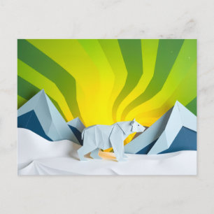 Poolbeer in origami-uitvoering vakantie feestdagenkaart