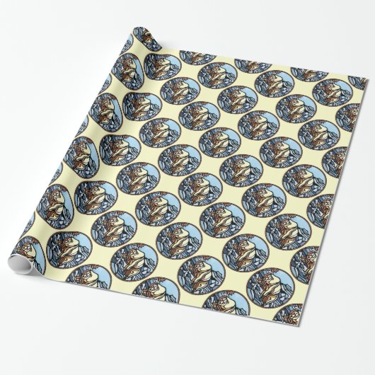Poolbeer Inpakpapier Stamkunst Cadeaupapier (Uitgerold)
