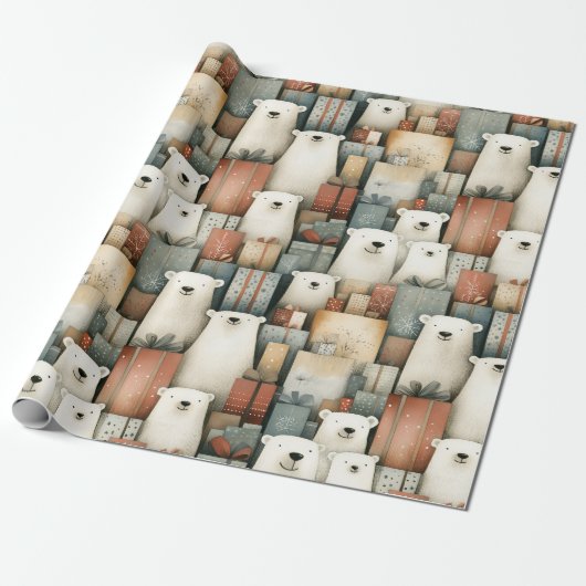 Poolbeer Kerst Inpakpapier (Uitgerold)