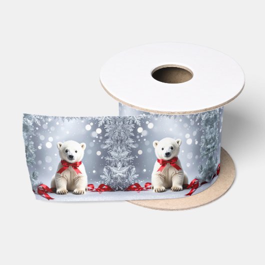 Poolbeer Kerst Satijnen Lint (Spoel)