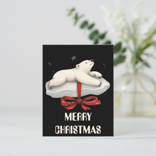 Poolbeer Kerstkaart (Staand voorkant)