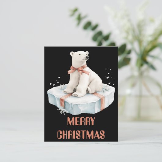 Poolbeer Kerstkaart (Staand voorkant)