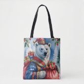 Poolbeer Kerstman Kerstontwerp Tote Bag (Voorkant)