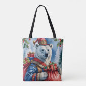 Poolbeer Kerstman Kerstontwerp Tote Bag (Achterkant)