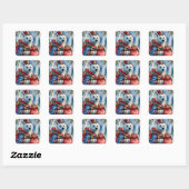 Poolbeer Kerstman Kerstontwerp Vierkante Sticker (Vel)