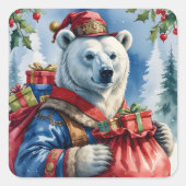 Poolbeer Kerstman Kerstontwerp Vierkante Sticker (Voorkant)