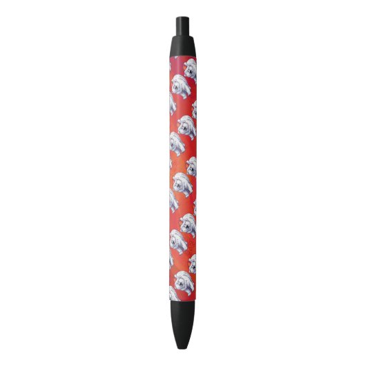 Poolbeer Kerstmis op Rood Zwarte Inkt Pen (Voorkant Verticaal)