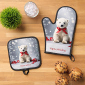 Poolbeer Kerstmis Ovenwant & Pannenlap Set (Top down)
