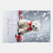 Poolbeer Kerstvakantie Keukendoek Theedoek (Horizontaal)