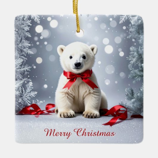 Poolbeer Kerstvakantie Ornament (Voorkant)