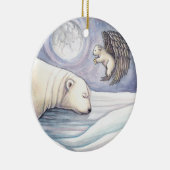 Poolbeer met engel kerstornament keramisch ornament (Rechts)