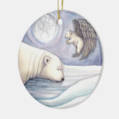 Poolbeer met engel kerstornament keramisch ornament (Links)