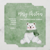Poolbeer met groene sjaal Prettig Kerstfeest Feestdagenkaart (Voorkant / Achterkant)