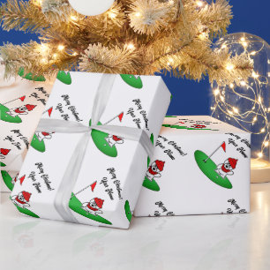 Poolbeer op golfbaan schattig kerstfeest cadeaupapier