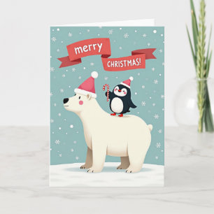 Poolbeer Pinguïn Kerstkaart Kaart