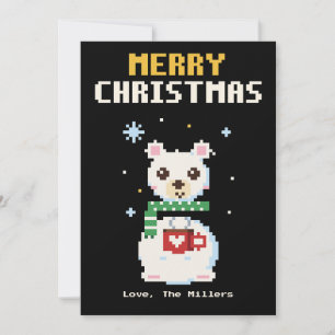 Poolbeer Pixel Art Kerstkaart