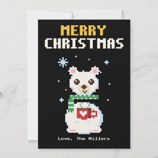 Poolbeer Pixel Art Kerstkaart (Voorkant)