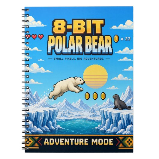 Poolbeer, Retro 8-Bit Pixelkunst Notitieboek (Voorkant)