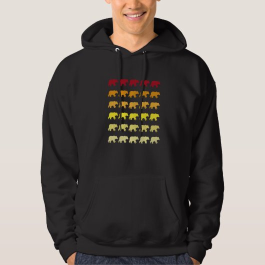 Poolbeer Retro Dier Patroon Hoodie (Voorkant)