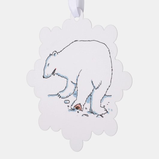 Poolbeer sneeuwvlok papier ornament kaart (Links)