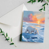 Poolbeer Winter Dieren Schilderij Briefkaart