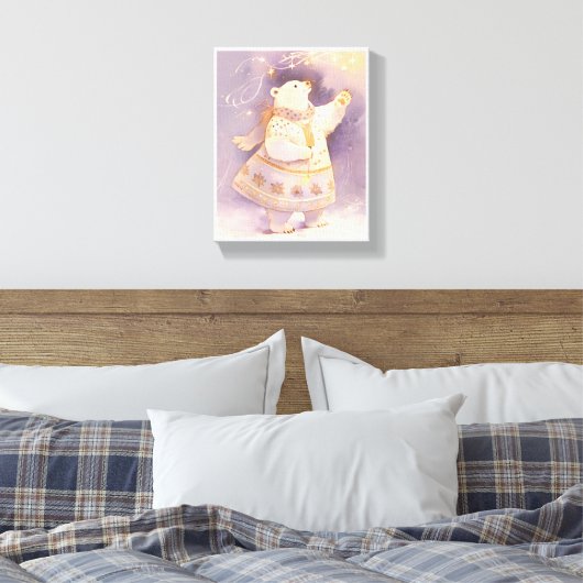 Poolbeer Winter Magie | Fantasievolle Kinderkamer  Canvas Afdruk (Insitu (Slaapkamer))