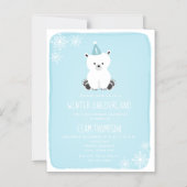 Poolbeer Winter Onederland Blauw 1e Verjaardag Magnetische Uitnodiging (Voorkant)