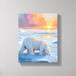 Poolbeer Winter Watercolor Dier Schilderij Canvas Afdruk