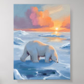 Poolbeer Winter Watercolor Dier Schilderij Poster (Voorkant)