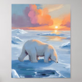 Poolbeer Winter Watercolor Dier Schilderij Poster (Voorkant)