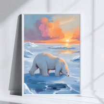 Poolbeer Winter Watercolor Dier Schilderij