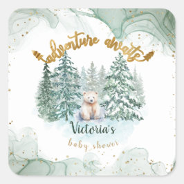 Poolbeeravontuur wacht op cute babyborrel vierkante sticker