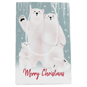Poolbeerfamilie in sneeuw middelgrote cadeautas