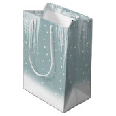 Poolbeerfamilie in sneeuw middelgrote cadeautas (Achterkant Gekanteld)